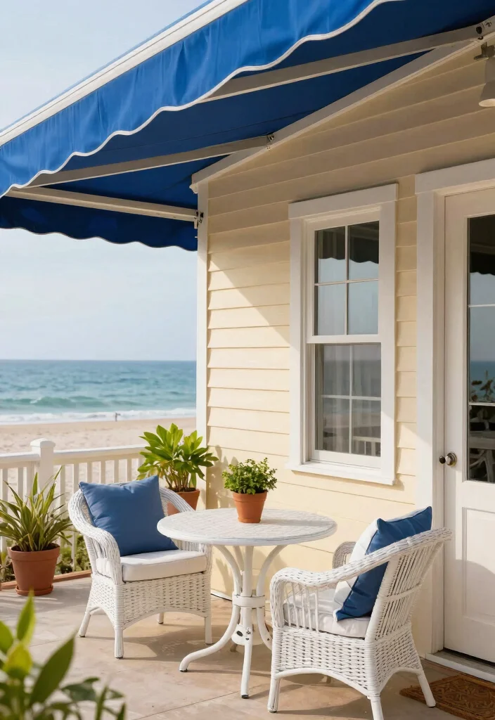 10 Best Awning Color Ideas to Match Your Siding 1. Nautical Blue for a Coastal Feel 0
