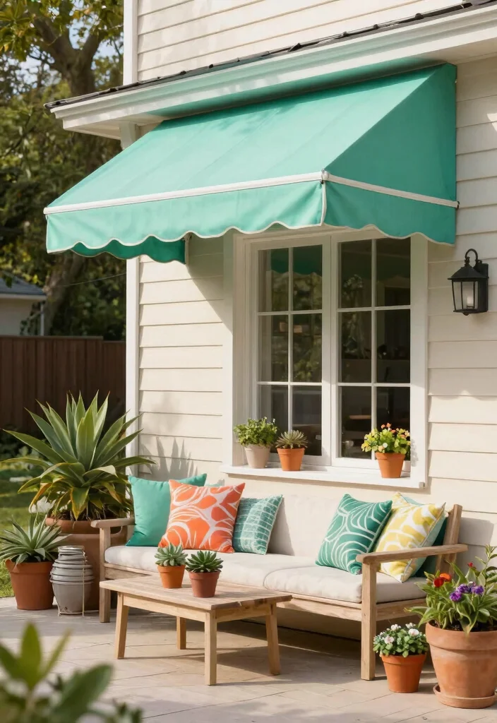 10 Best Awning Color Ideas to Match Your Siding 8. Refreshing Mint Green for a Cool Oasis 0