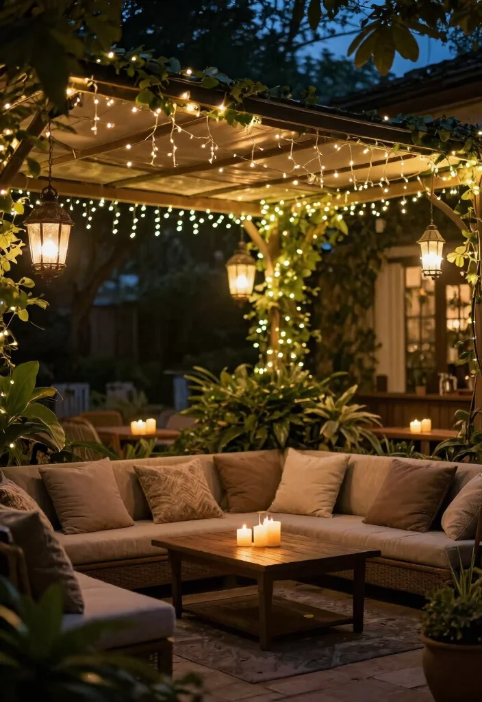 10 Cozy Covered Patio Decor Ideas for Year Round Use 4. Utilize Ambient Lighting 0
