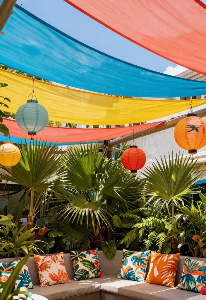 10 Creative Awning Decoration Ideas for Every Season 2. Summer Vibes Tropical Paradise 0