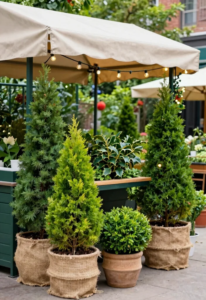 10 Creative Awning Decoration Ideas for Every Season 5. Year Round Greenery Evergreen Accents 0