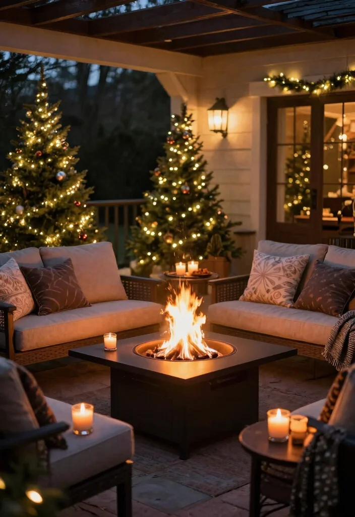 10 Festive Apartment Patio Christmas Decor Ideas 10. Scented Candles and Fire Pits 0