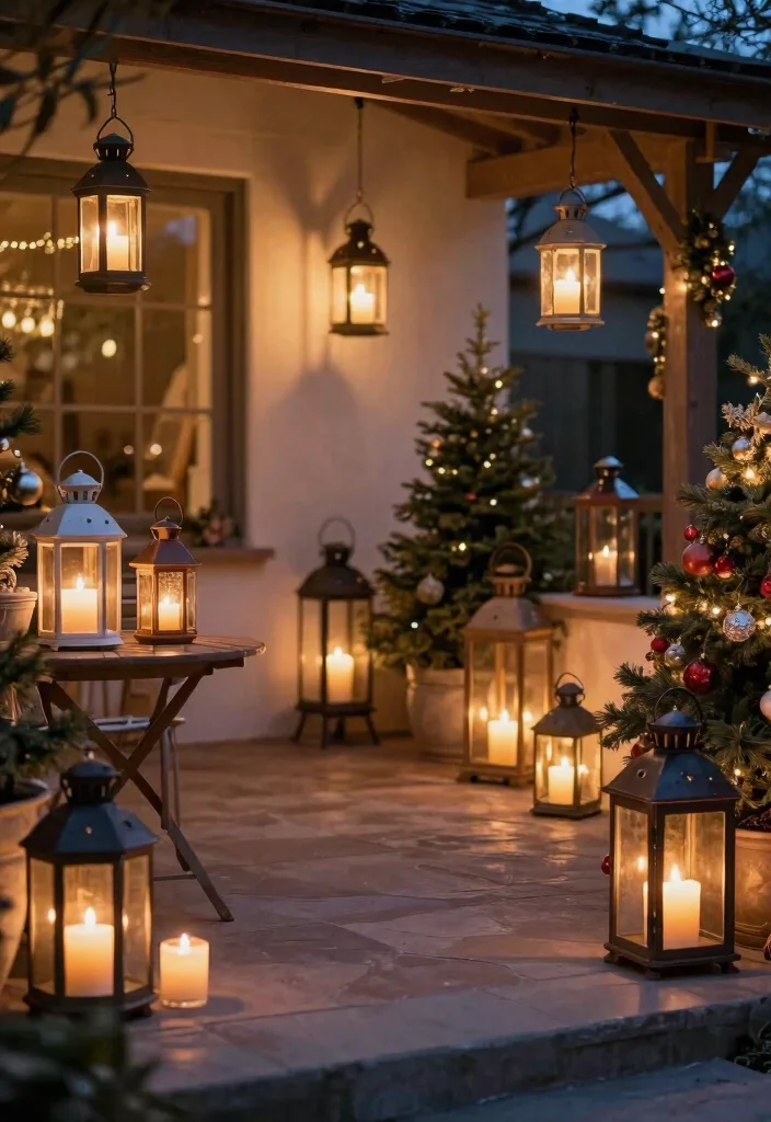 10 Festive Apartment Patio Christmas Decor Ideas 5. Cozy Lanterns 0