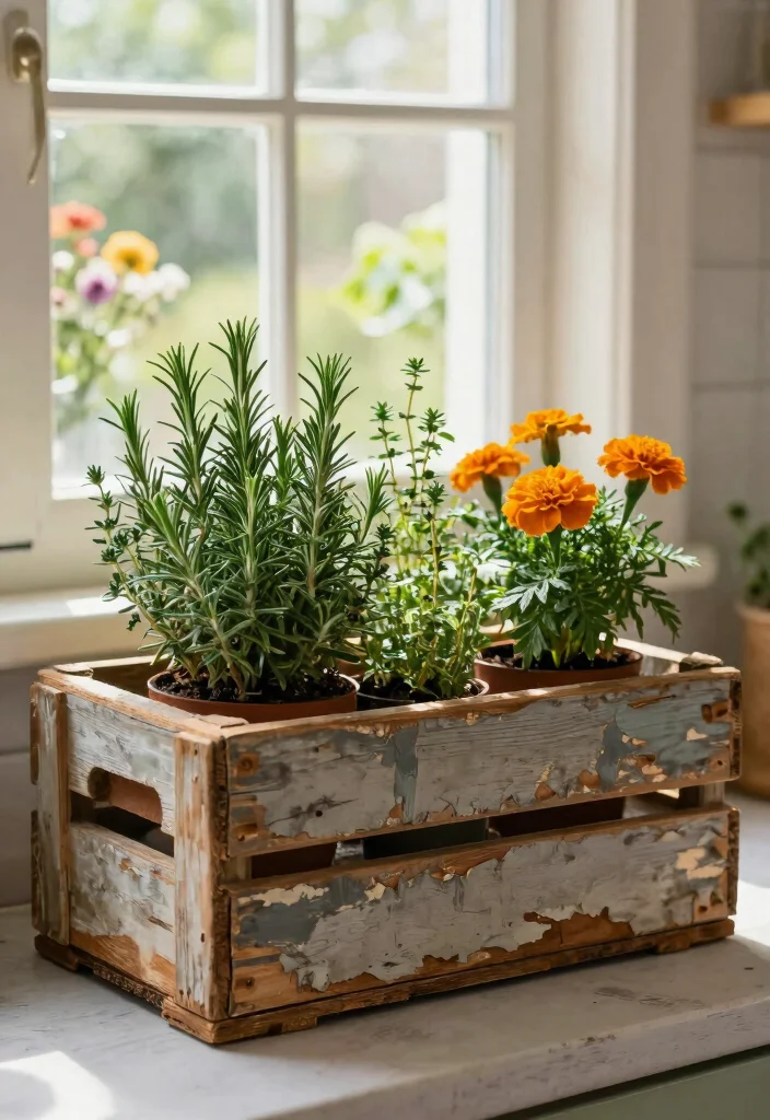 10 Timeless Rustic Window Box Ideas for Farmhouse Style 1. Vintage Wooden Crate Window Box 0
