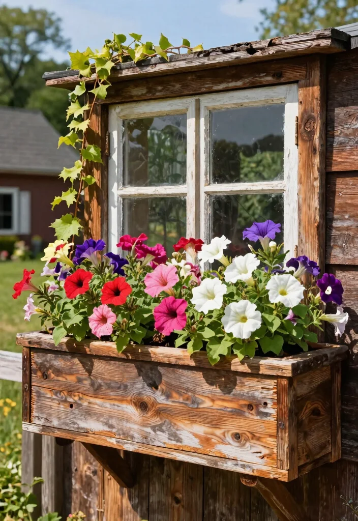 10 Timeless Rustic Window Box Ideas for Farmhouse Style 3. Reclaimed Barn Wood Planter 0