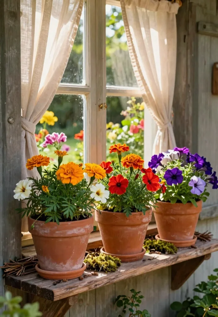 10 Timeless Rustic Window Box Ideas for Farmhouse Style 4. Rustic Terracotta Pots 0