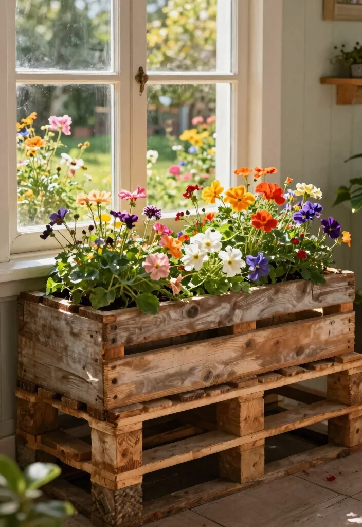 10 Timeless Rustic Window Box Ideas for Farmhouse Style 9. Rustic Pallet Window Box 0