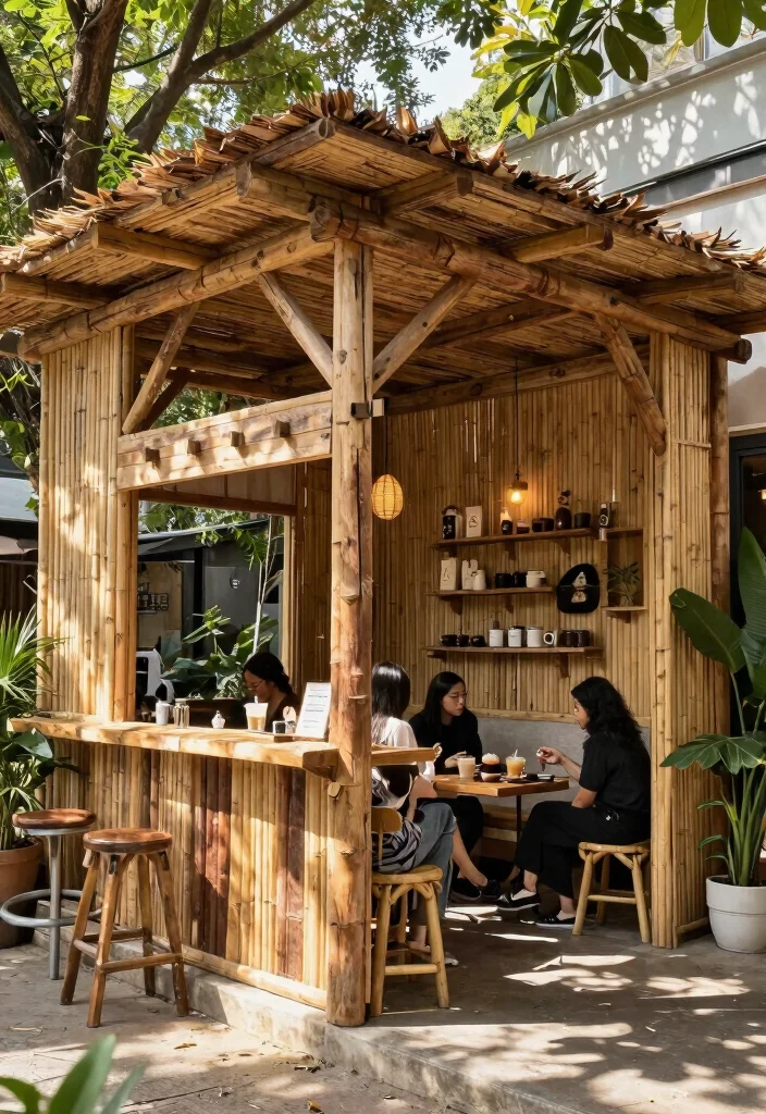 10 Trendy Coffee Shop Awning Ideas to Attract Customers 7. Shade Structures with Eco Friendly Materials 0