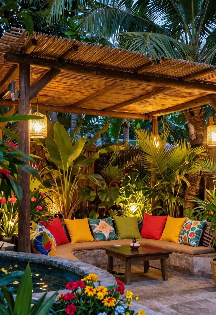 11 Chic Pergola Awning Ideas for a Shady Garden Retreat 11. Eco Friendly Bamboo Awning for Tropical Vibes 0