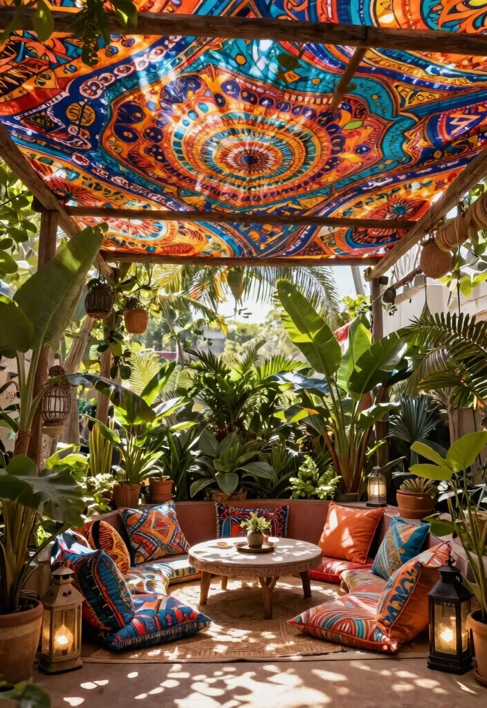 11 Chic Pergola Awning Ideas for a Shady Garden Retreat 7. Shade Tarp for Bohemian Vibes 0