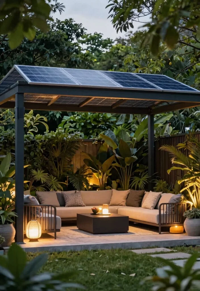 11 Chic Pergola Awning Ideas for a Shady Garden Retreat 8. Solar Powered Canopy for Eco Friendly Relaxation 0