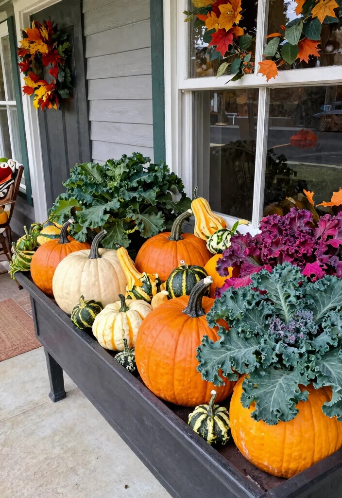 11 Cute Pumpkin Window Box Ideas for October Decor 11. Harvest Bounty Window Box 0