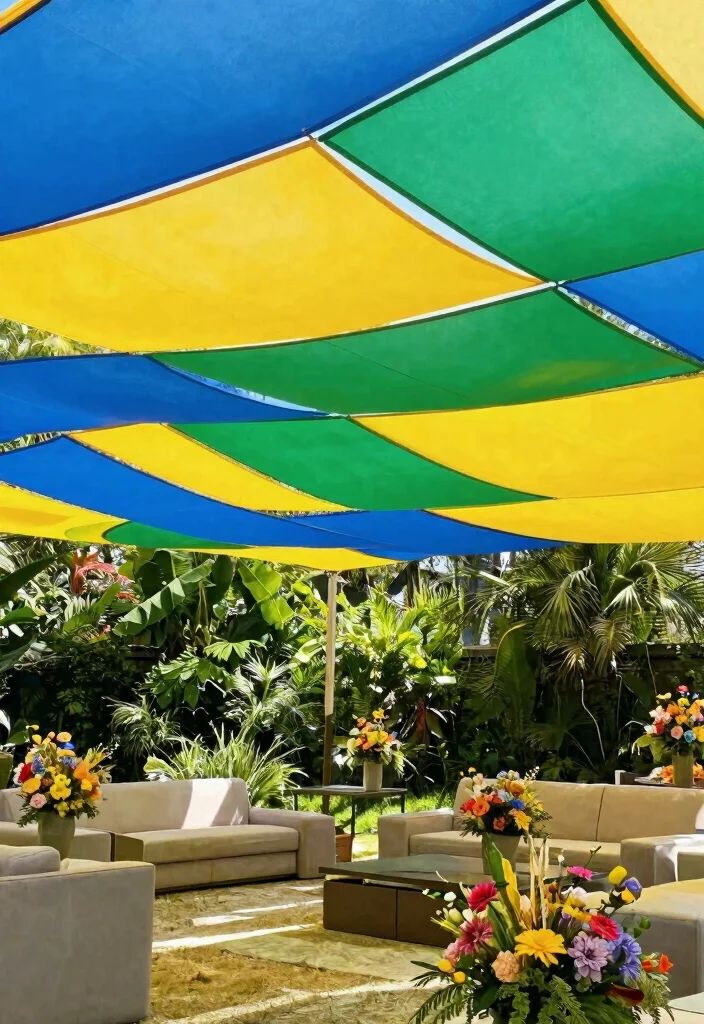 11 Romantic Wedding Canopy Ideas for Outdoor Celebrations 10. Color Blocked Canopy 0