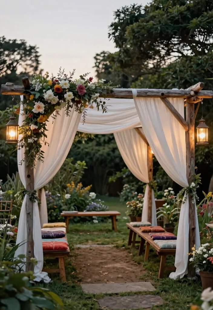 11 Romantic Wedding Canopy Ideas for Outdoor Celebrations 2. Rustic Wooden Frame Canopy 0