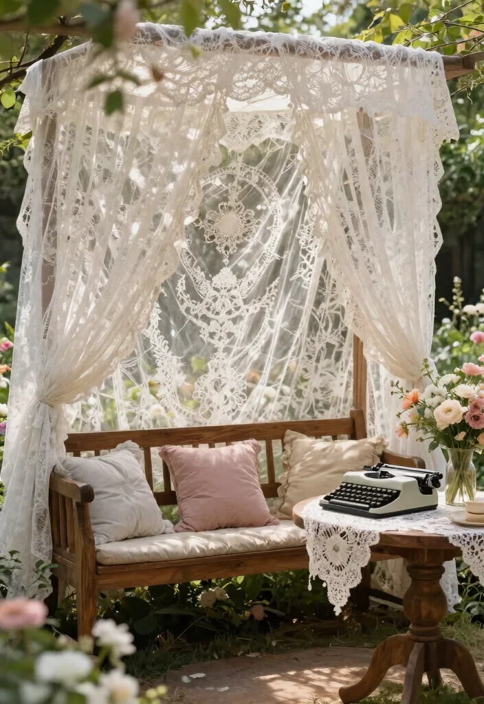 11 Romantic Wedding Canopy Ideas for Outdoor Celebrations 4. Vintage Lace Canopy 0