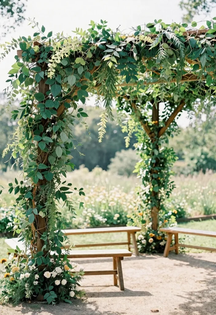 11 Romantic Wedding Canopy Ideas for Outdoor Celebrations 5. Minimalist Greenery Canopy 0