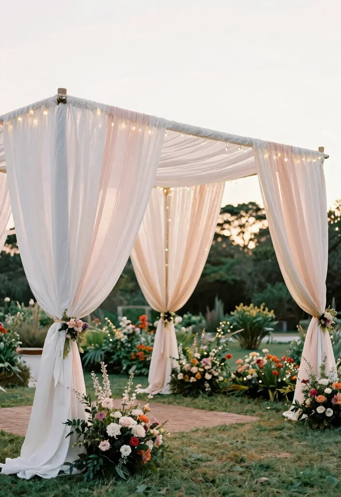 11 Romantic Wedding Canopy Ideas for Outdoor Celebrations 6. Elegant Draped Canopy 0