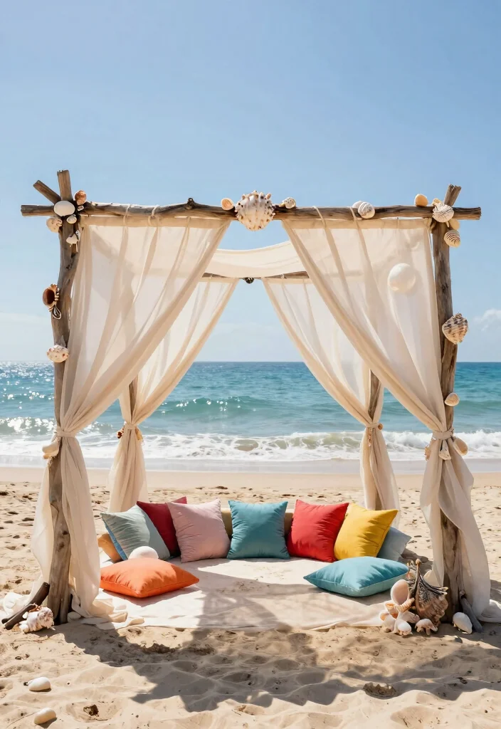 11 Romantic Wedding Canopy Ideas for Outdoor Celebrations 9. Beach Style Canopy 0
