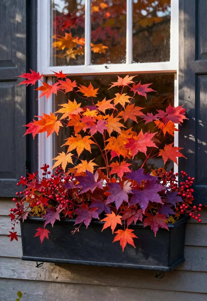 12 Best Fall Window Box Ideas for a Welcoming Front Porch 4. Fall Foliage Explosion 0