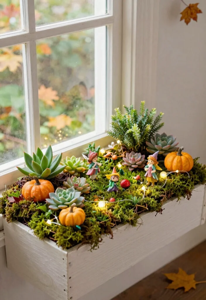 12 Best Fall Window Box Ideas for a Welcoming Front Porch 8. Whimsical Fairy Garden 0