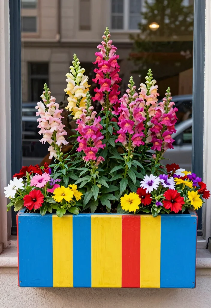 12 Best Full Sun Window Box Ideas for Bright Windows 12. Vertical Stripes A Unique Approach 0