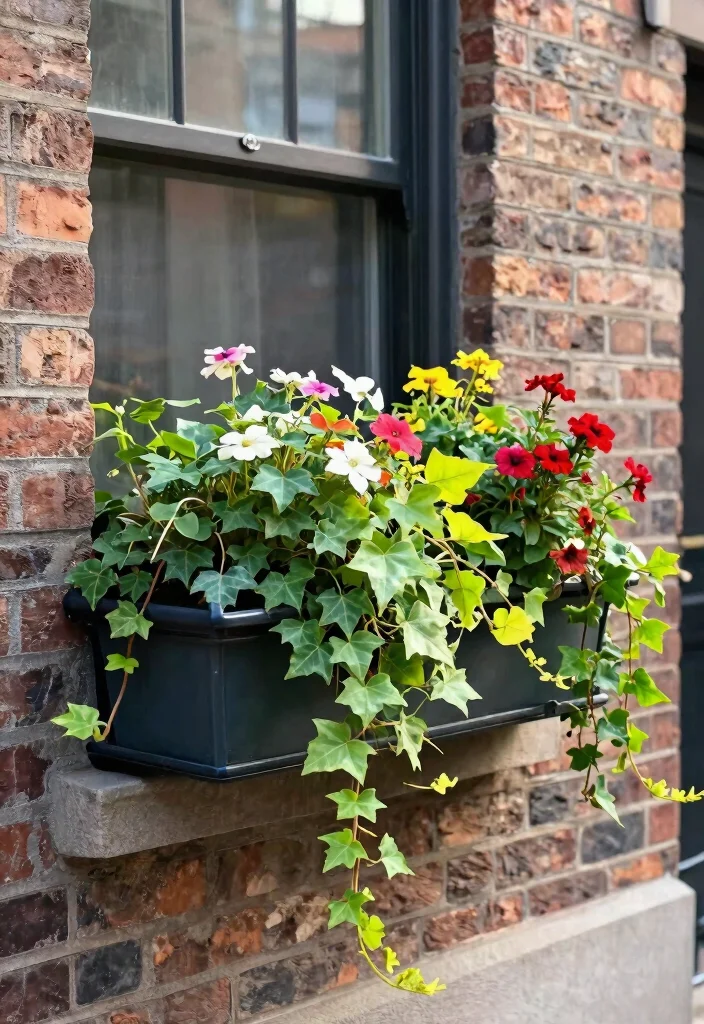 12 Best Full Sun Window Box Ideas for Bright Windows 3. Cascading Beauty Trailing Plants 0