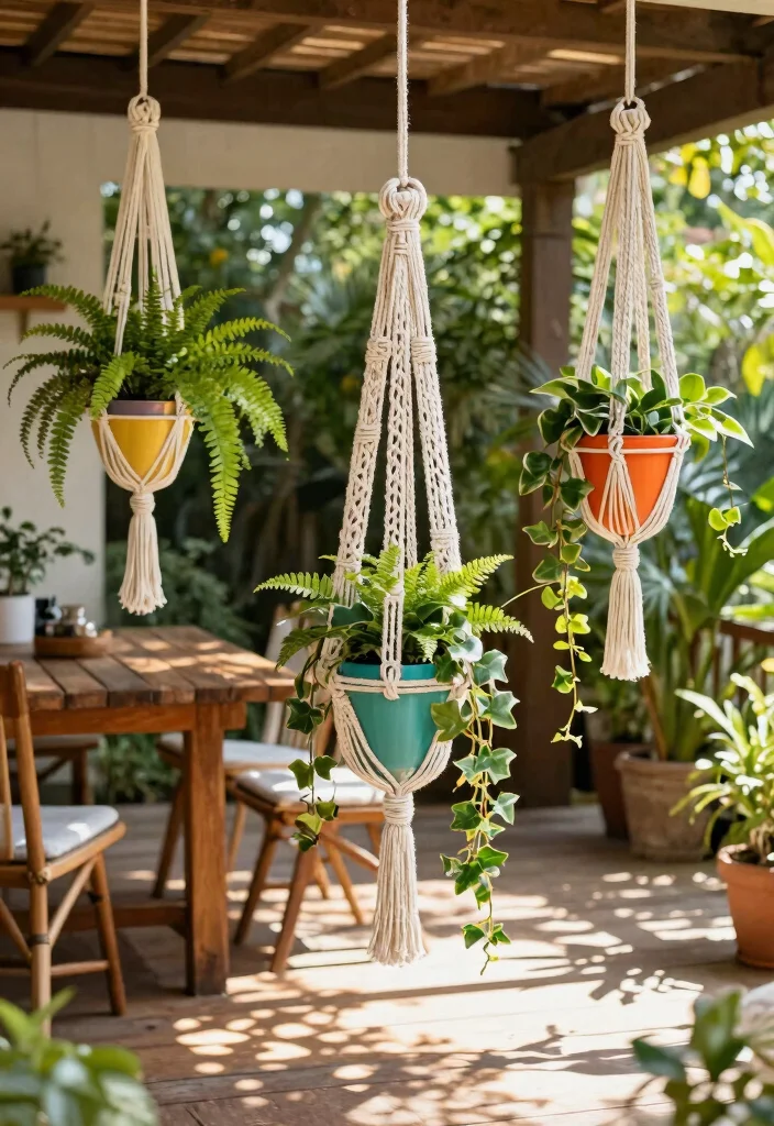 15 Creative Patio Decor Ideas on a Budget for Any Home 2. DIY Macram Plant Hangers 0