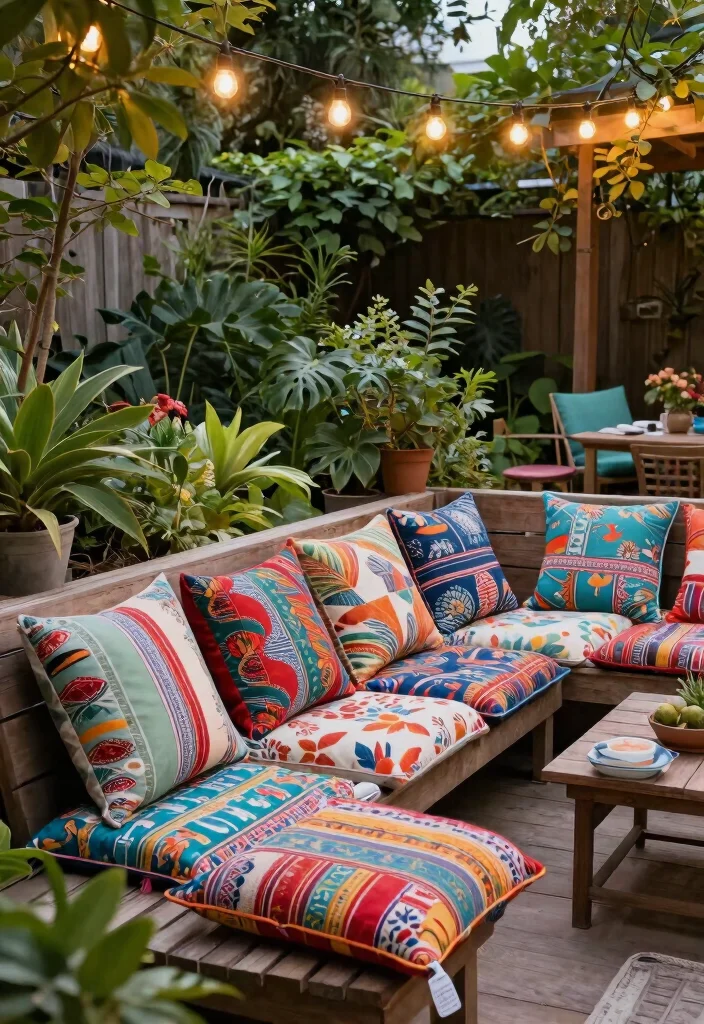 15 Creative Patio Decor Ideas on a Budget for Any Home 5. DIY Outdoor Cushions from Old Fabrics 0