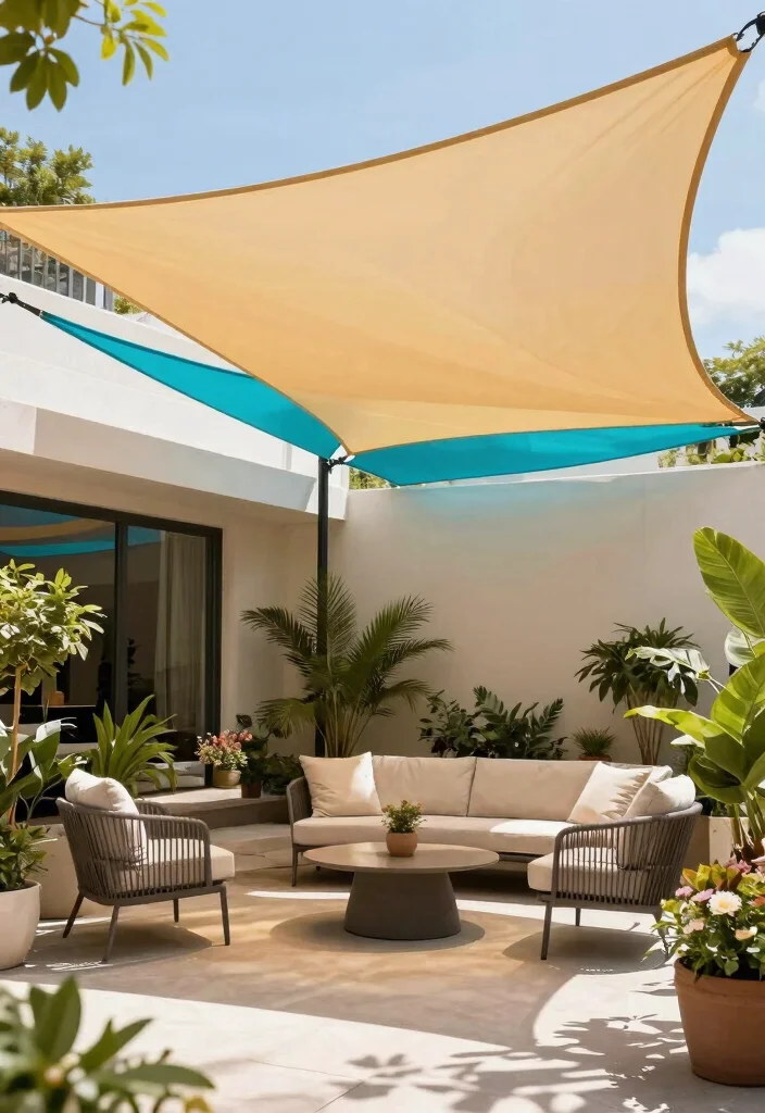 15 Elegant Awning Ideas for Eco Friendly Patio Transformations 10. Shade Cloth Awnings 0