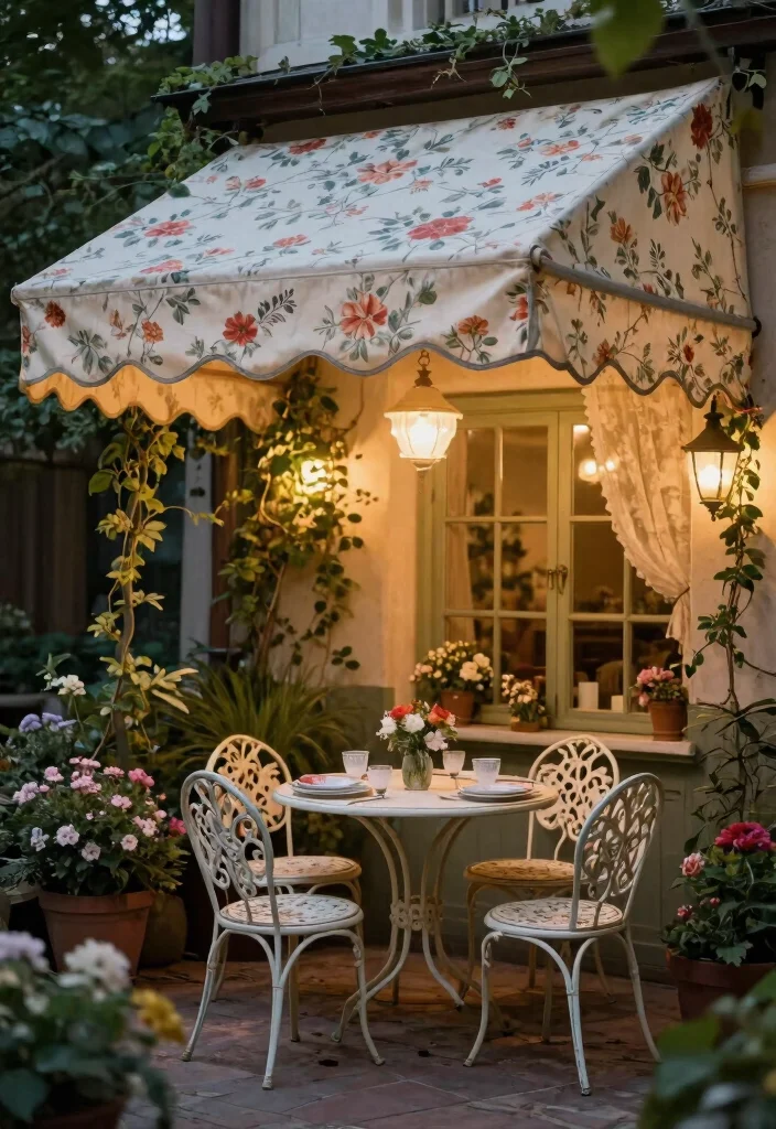 15 Elegant Awning Ideas for Eco Friendly Patio Transformations 3. Vintage Canopy Awnings 0