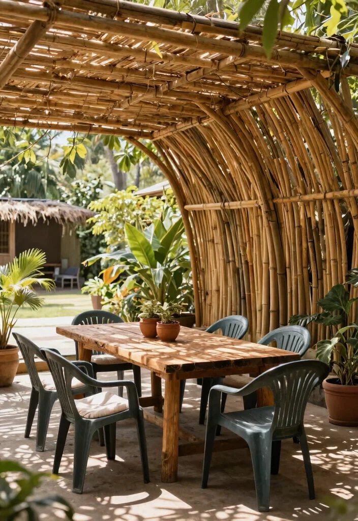 15 Elegant Awning Ideas for Eco Friendly Patio Transformations 4. Bamboo Shade Structures 0