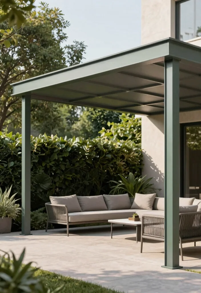 15 Elegant Awning Ideas for Eco Friendly Patio Transformations 8. Minimalist Metal Awnings 0