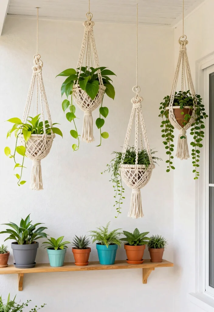 15 Stunning Patio Decor Ideas with Flowers and Foliage 14. Unique Plant Hangers 0