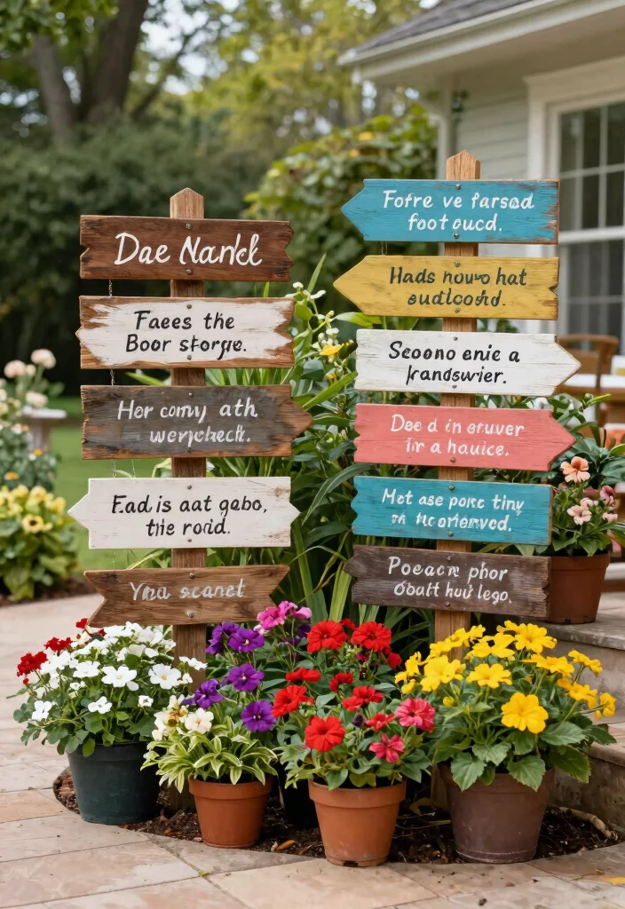 15 Stunning Patio Decor Ideas with Flowers and Foliage 15. Personalized Garden Signs 0