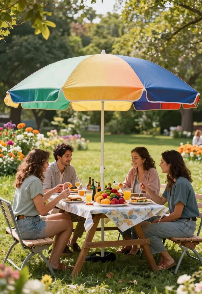 5 Portable Table Top Awning Ideas for Picnics 2. Umbrella Style Table Top Awning 0