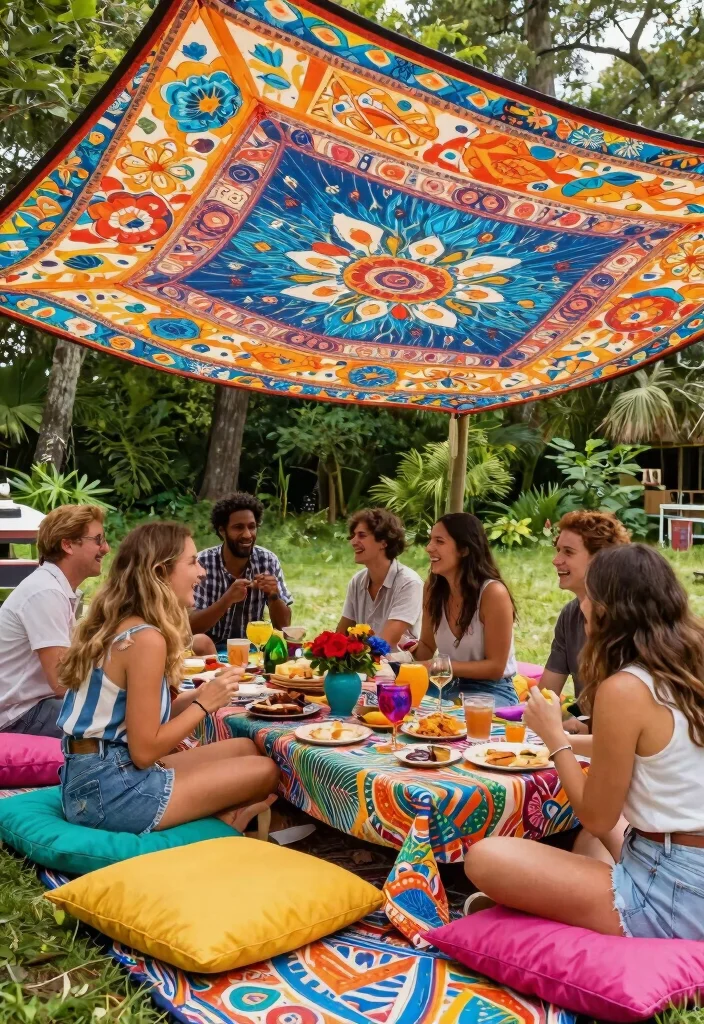 5 Portable Table Top Awning Ideas for Picnics 5. Artistic Fabric Canopies 0