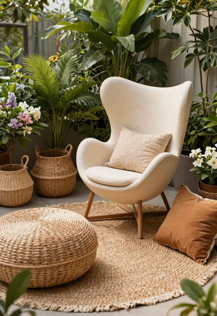 7 Chic Egg Chair Patio Decor Ideas for a Zen Nook 4. Use Natural Textures 0