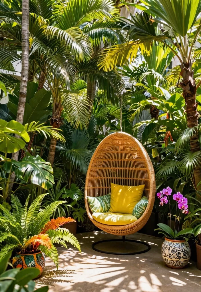 7 Chic Egg Chair Patio Decor Ideas for a Zen Nook 7. Exotic Plants for a Tropical Vibe 0