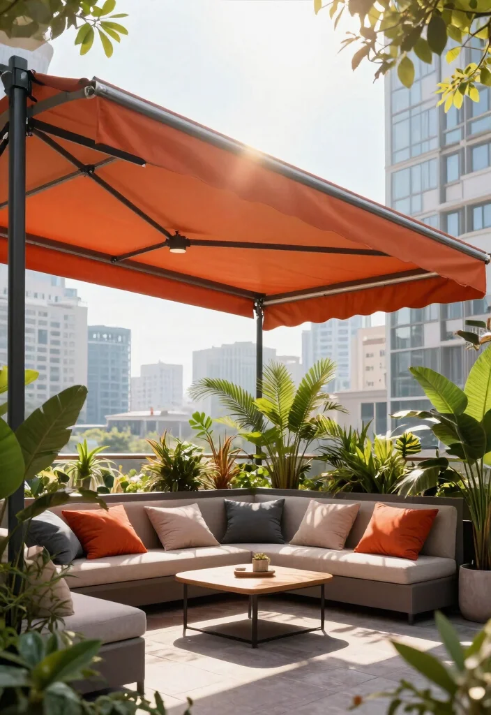 7 Chic Terrace Awning Ideas for Modern Urban Living 1. Retractable Canvas Awnings Flexibility Meets Style 0