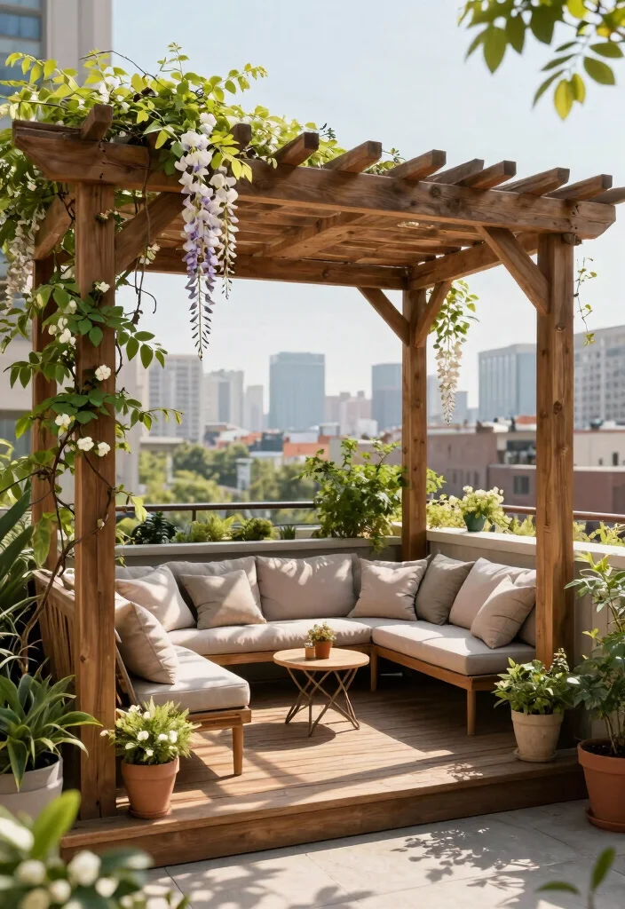 7 Chic Terrace Awning Ideas for Modern Urban Living 2. Wooden Pergolas Rustic Charm Meets Modern Design 0