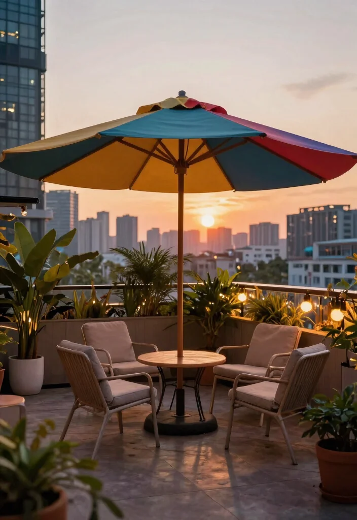 7 Chic Terrace Awning Ideas for Modern Urban Living 4. Canvas Umbrellas Portable Style for Every Occasion 0