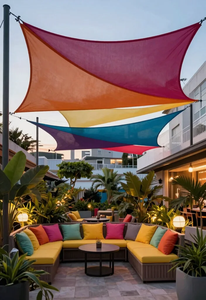 7 Chic Terrace Awning Ideas for Modern Urban Living 5. Shade Sails A Modern Twist on Outdoor Shade 0