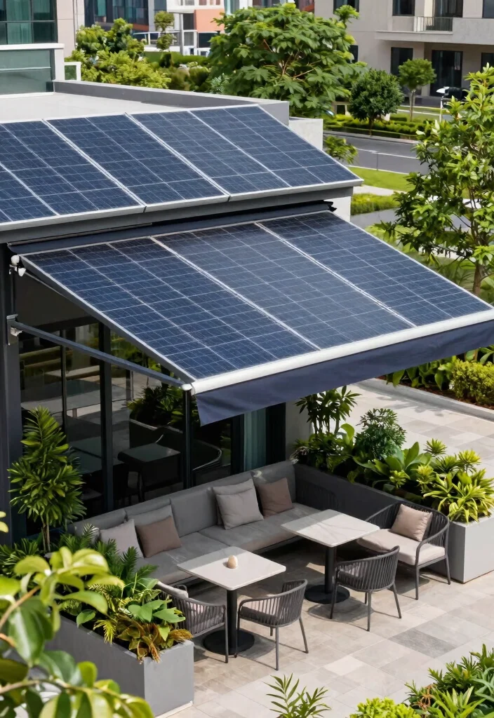 7 Chic Terrace Awning Ideas for Modern Urban Living 7. Solar Powered Awnings Eco Friendly and Efficient 0