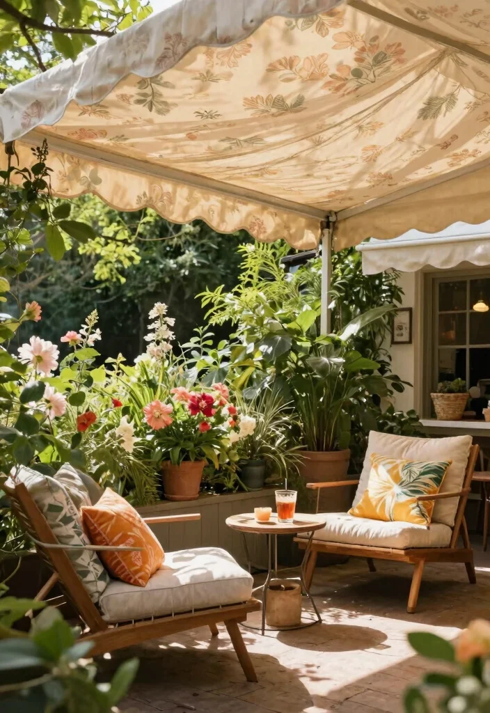 7 Cozy Cottage Awning Ideas for a Rustic Backyard 2. Fabric Awnings for a Soft Touch 0