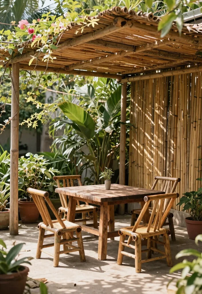 7 Cozy Cottage Awning Ideas for a Rustic Backyard 5. Natural Bamboo Shade 0