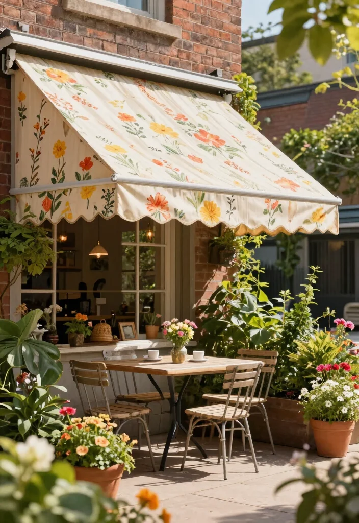 7 Cozy Cottage Awning Ideas for a Rustic Backyard 6. Charming Retractable Awnings 0