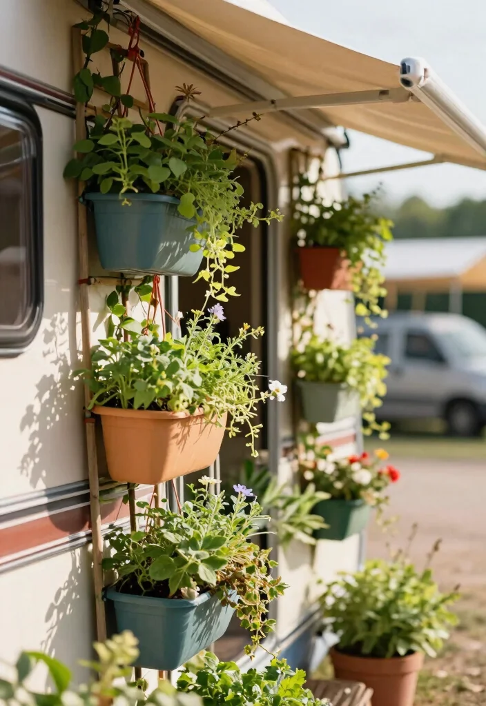 7 Versatile Camper Awning Ideas for Outdoor Enthusiasts 1. Vertical Garden Awning 0