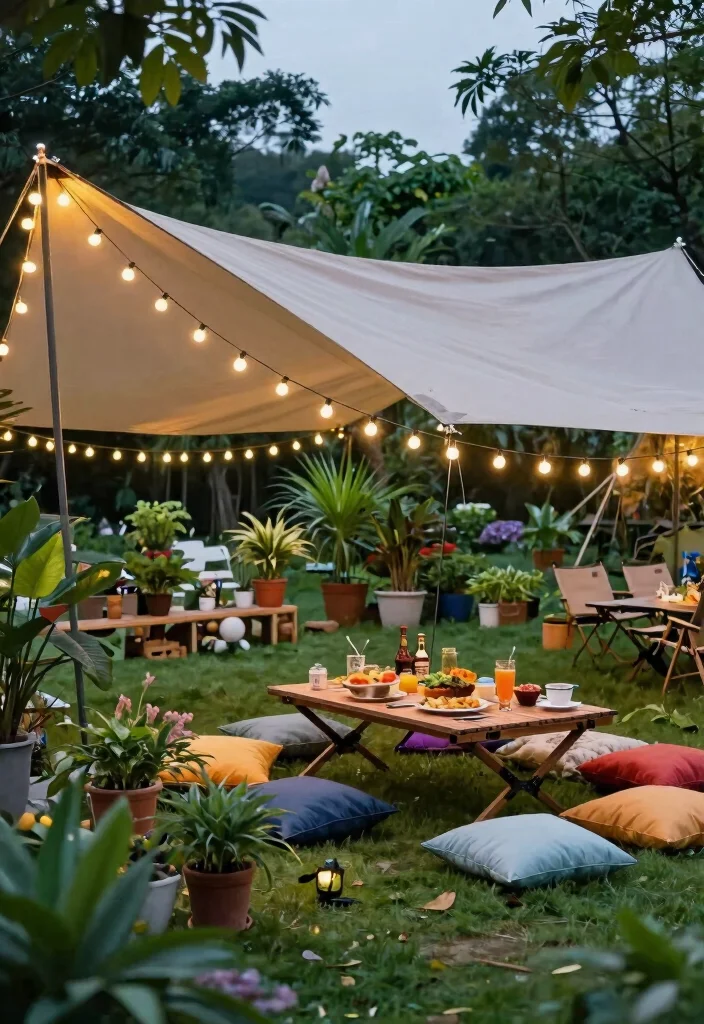 7 Versatile Camper Awning Ideas for Outdoor Enthusiasts 3. Awning Garden Party Setup 0