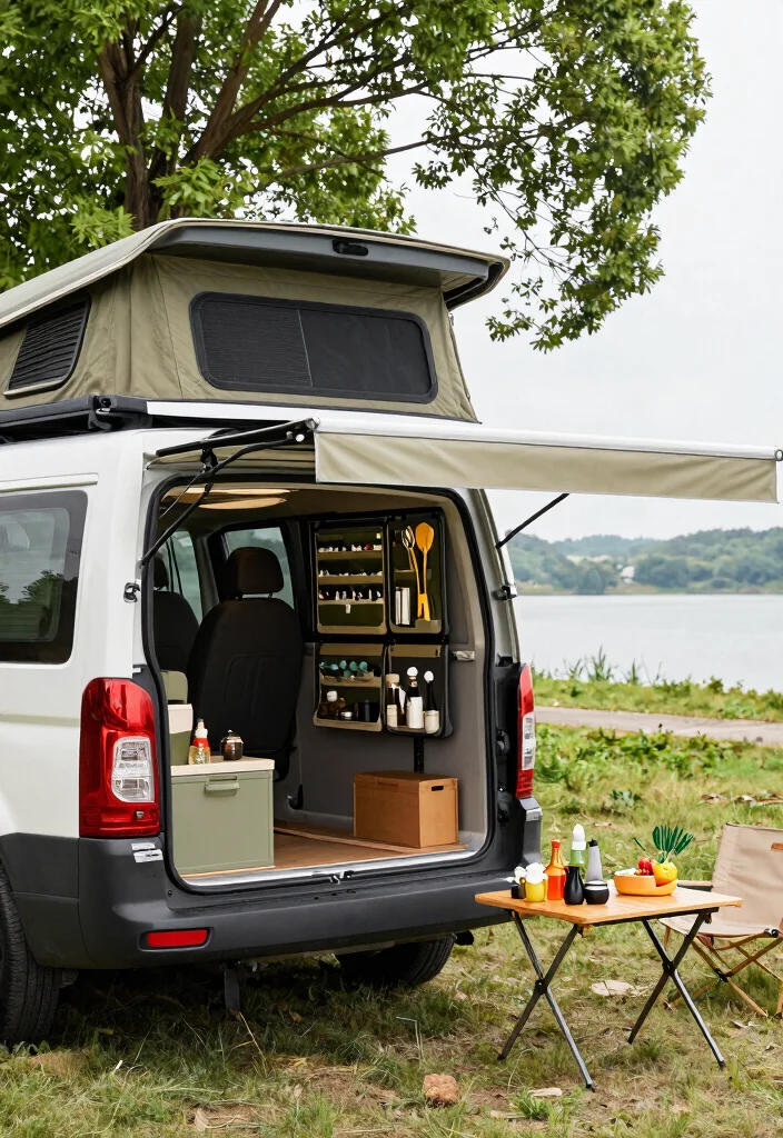 7 Versatile Campervan Awning Ideas for Van Life Freedom 6. Multi Functional Awnings with Storage Solutions 0