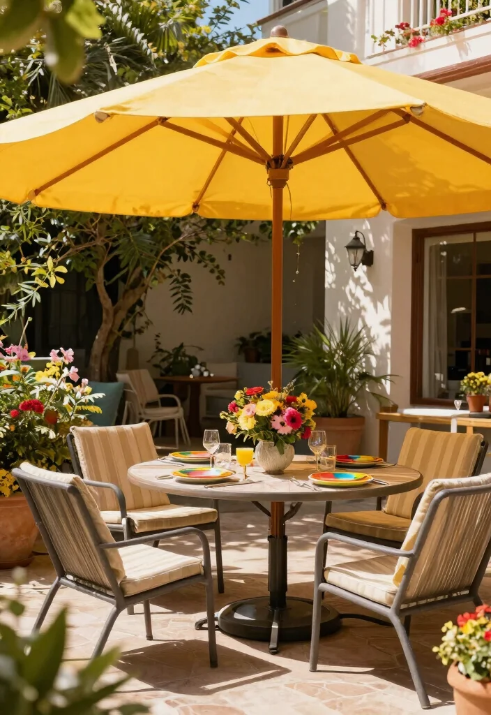 8 Bright Yellow Patio Decoration Ideas for a Sunny Yard 5. Vibrant Yellow Umbrellas 0